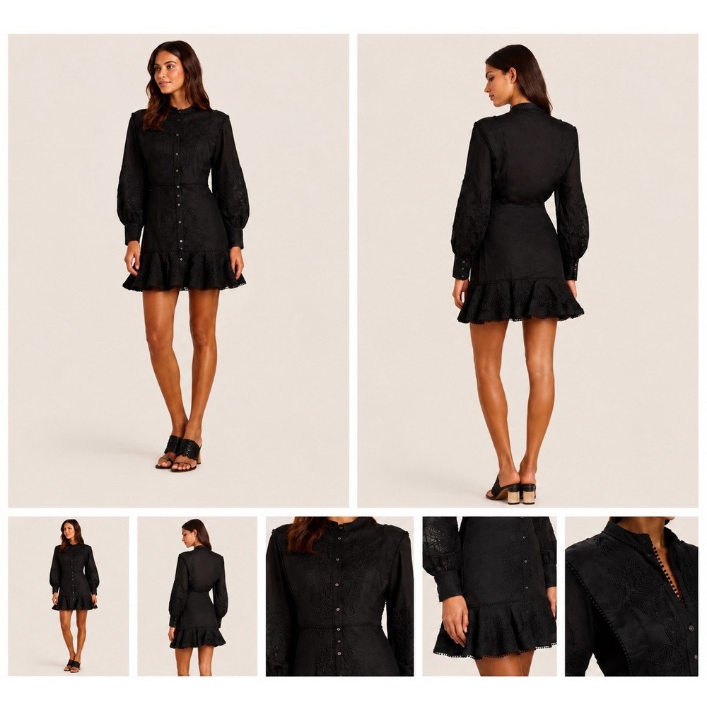 Veronica Beard Analeah Black Embroidered Mini Dress 14 NWT $695 Boho Romantic